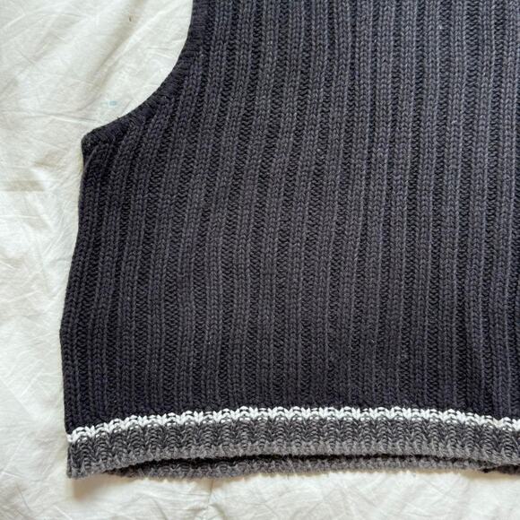 Vintage plaid knit sweater vest sz L preppy 90s check grunge witchy teacher - Picture 7 of 7